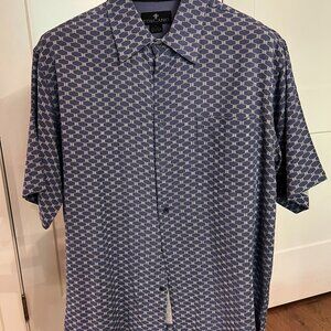 Toscano, Large, Dark Blue & White Camp Shirt